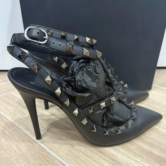 Valentino Garavani Noir 100MM Rockstud Slingback - Picture 9 of 16